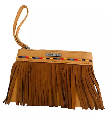 £12.99 • Buy Fringed Clutch Bag VGC Festival Pouch Wrist Strap Faux Leather Summer Hippy