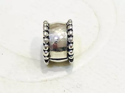 Authentic Pandora Silver Milgrain Beveled Dotted Edge Barrel Clip Charm 790267 • $19