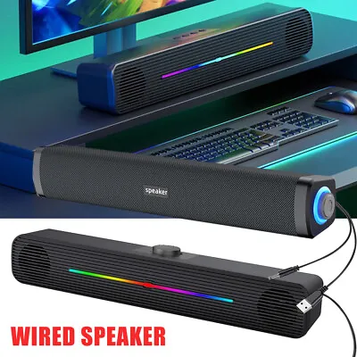 USB Wired Computer Speaker Subwoofer Stereo Bass For Desktop Tablet Laptop PC • £11.99