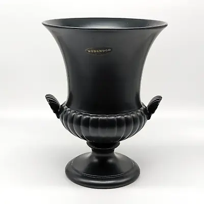 VTG Wedgwood XL Urn Vase 9 3/8  Ravenstone Barlaston Matte Black Coastal Gothic • $219.95