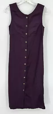 Amanda Smith Dress Womens 4 Petite Linen Blend Midi Button Modest Resort Beach • $44.99