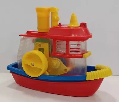 Vintage 1974 IDEAL Toys THINK And LEARN TUG BOAT STEAMBOAT Windup Whistling Toy • $24.99