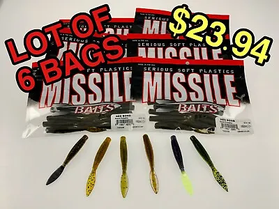 LOT OF 6 BAGS - NED BOMB From Missile Baits – 3.25” Ned Rig Ribbed Worm • $29.99
