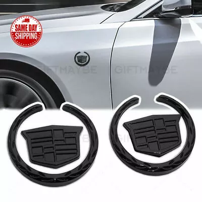 NEW 2X Black For Cadillac Fender BADGE Marker Door Emblem Decoration Sport V • $17.98