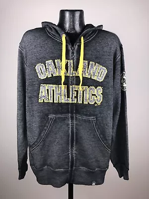 Men's Majestic Oakland Athletics Charcoal Gray Reckoning Full Zip Hoodie NWT L • $40