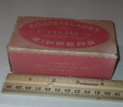 Vintage Lot Of 6 Crown Coats & Clarks Trouble Free Zipper In Round Case In Box  • $14.99