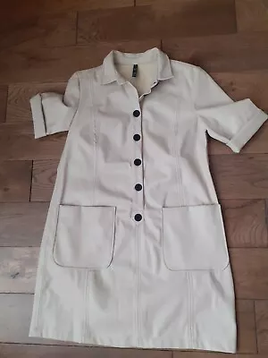 £14.99 • Buy Zara Pleather Dress Size M Beige New