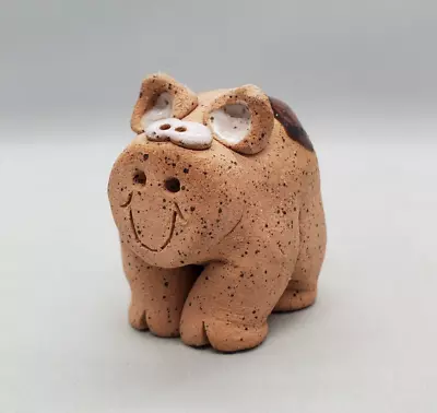 Vintage 1987 Smiling Pig Brown Clay Stoneware Figurine Country Farmhouse Pottery • $13.45