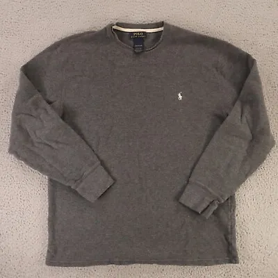 Polo Ralph Lauren Shirt Mens 2XL Gray Cotton Long Sleeve Thermal Waffle Knit • $25.77