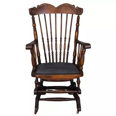 Antique Rocking Chair Oak Press Back Platform Rocker Original Condition #21813 • $285