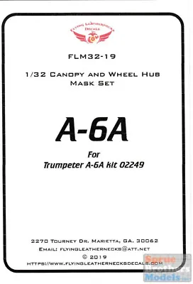 ORDFLM32019 1:32 Flying Leathernecks A-6A Intruder Canopy And Wheel Hub Mask • $10.49