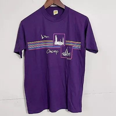 Vintage 70S 80s Velva Sheen Mens T-Shirt Size M Purple Chicago Made In USA • $17.95