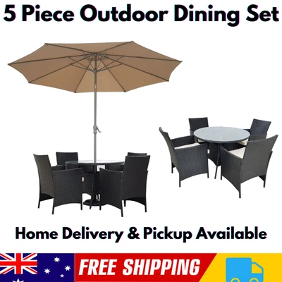 $546.25 • Buy Garden 6 PCS Outdoor Furniture Setting Lounge Dining Set Wicker Chair Table AU