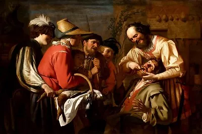 The Tooth Puller 1628 Dentistry Painting By Gerrit Van Honthorst Repro  • $74