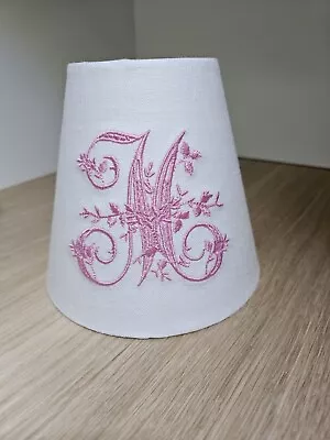 Linen Candle Clip Shade Monogram Embriodery Personalised French Chic New Lights  • £32.99