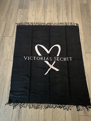 Victoria's Secret Blanket Pink Black VS Logo Couch Decoration Throw 52”× 63” • $30