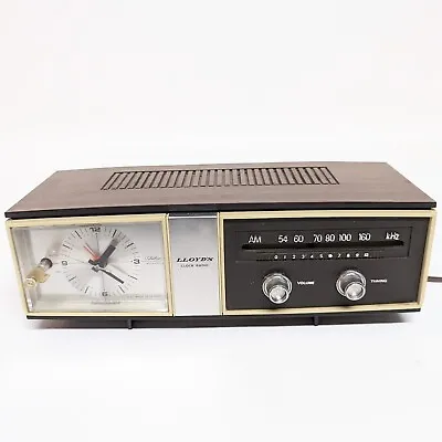 $19.99 • Buy Vintage Lloyds Clock Radio AM Model J702G-108A Tested Brown Faux Wood