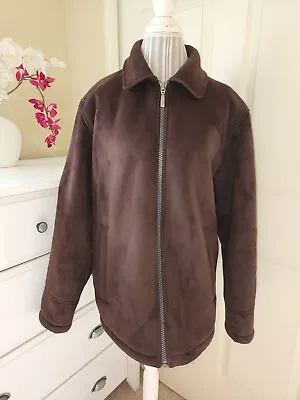 Claiborne Outerwear Men`s Brown Faux Shearling Classic Zip Jacket Coat Sz. M • $60