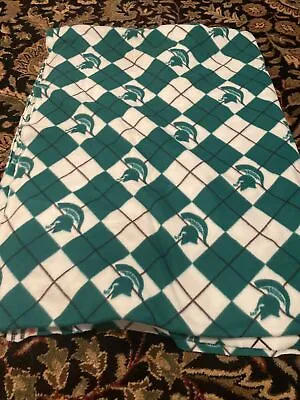 Michigan State University Spartan Green & White Fleece Blanket Fabric 4+ Yards • $19.99