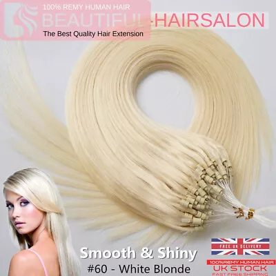 7A 1G 14 -24  Double Drawn Micro Ring Bead Loop Link Tip Human Hair Extensions • £22