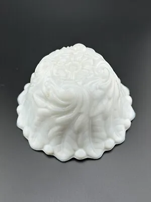 Vintage Milk White Glass Bowl Leaf Ruffled Embossed White Serving Bowl Set Of 2 • $20