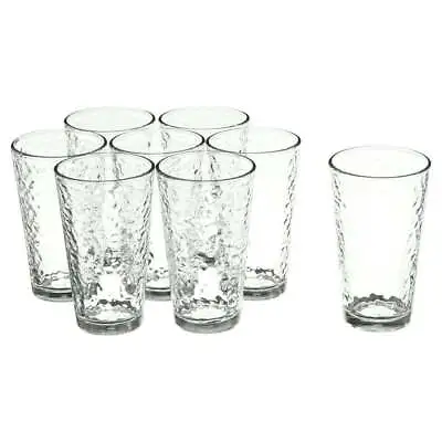 8 Pc Ice-cold Beverage Drinking Glasses16 Oz Vintage Frost Clear Drinkware Set • $14.48