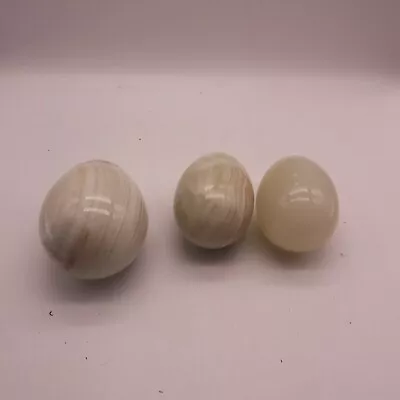 3 Marble Onyx Decorative Eggs Ornamental Display H16 • £5.99