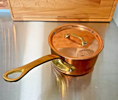 Mauviel M200 2mm Copper Stainless Sauce Pan With Lid Bronze Handles 1.75 Quarts • $50