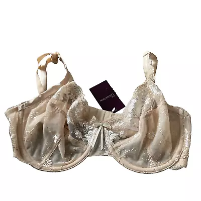 Bhs The Collection Cream & Gold Lace Bra Underwired Size 34d New Wthh Tags £14 • £9.99