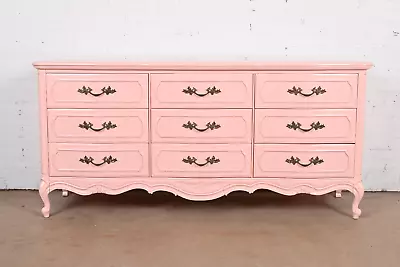 Thomasville French Provincial Louis XV Pink Lacquered Triple Dresser Refinished • $2995