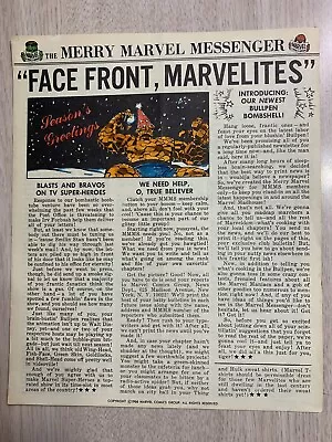 1966 Mmms Extremely Rare Merry Marvel Messenger #3 Original In Color Marvelmania • $250