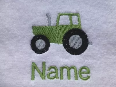 BABY HOODED BATH ROBE Embroidered With TRACTOR Design And Personalised Name • £18.40