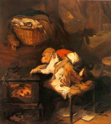 $62.90 • Buy The Cat's Paw Monkey Cat Animal Painting By Edwin Henry Landseer Repro