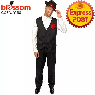 CA1863 Gangster Man Badboy 1920 Mens Gatsby 20s Mafia Fancy Dress Party Costume • $29.98