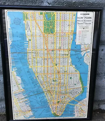 Framed Vintage Hagstrom's Map Of New York House Number & Transit Guide Map #2000 • $44.99