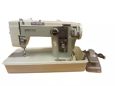 White 535 Vintage Portable Zig Zag Sewing Machine W/ Case & Foot Pedal Tested • $100.27