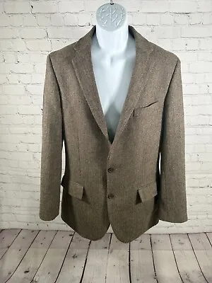 J. Crew Brown Herringbone Tweed Wool Blend 2 Button Blazer Jacket Men’s 40R • $80