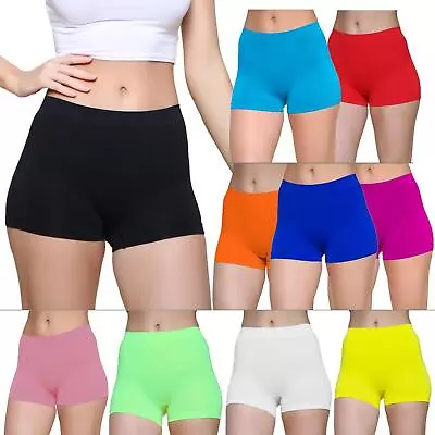 Womens Ladies Plain Underwear High Waist Seamless Stretch Boxer Shorts Pants Lot • £5.75