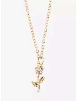 Disney Princess Beauty And The Beast Rose Necklace Belle Gold Rose Necklace • $14.95