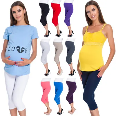 Pregnancy Cropped Leggings Very Comfortable 3/4 Maternity Pants Size 8-22 PREG34 • £7.99