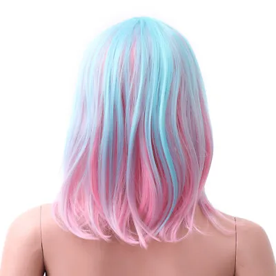 1Pc Rainbow Gradient Wig Wig Rainbow Colorful Gradient Wig Bob Wigs Fake Hair • £15.36