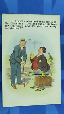 Vintage Donald McGill Comic Postcard 1920s Railway Station Gladstone Bag Label • $14.78