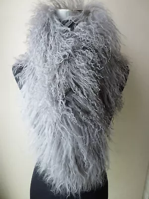 Real Mongolian Lamb Fur Scarf Collar Winter Warm Wrap Neckerchief Black Grey • $28.04