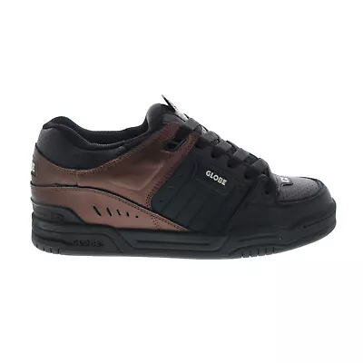 Globe Fusion GBFUS Mens Black Leather Lace Up Skate Inspired Sneakers Shoes • $46.99