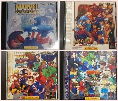 Marvel Super Heroes Heroes VS Street Fighter X-Men Set Of 4 PS1 Capcom JP Ver. • $169.20