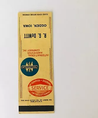 1920s-40s  International Harvester McCormick-Deering Ogden IA Matchbook Cover • $6.97