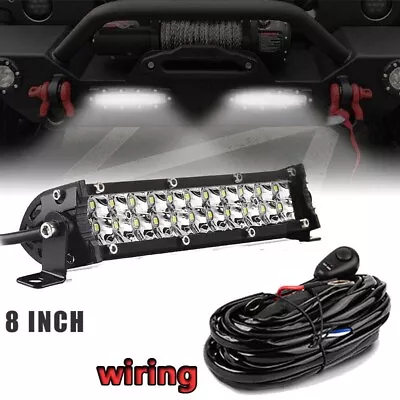 8 Inch LED Light Bar Flood Spot Combo + Wiring Offroad Driving Truck SUV 4WD US • $19.94