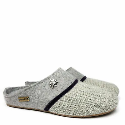£73.77 • Buy Haflinger Everest Edelweiss Slippers In Wool And Gray Fabric With Removable Foot