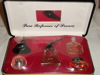 5 Piece Set Of Vintage Mini Pure Perfumes Of France In Velvet Case ~ Sealed ~ D2 • $72.50