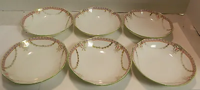 Antique Set Of (6) M & Z Moritz Zdekauer Austria Porcelain Berry Bowls 6.33 X1  • $39.99